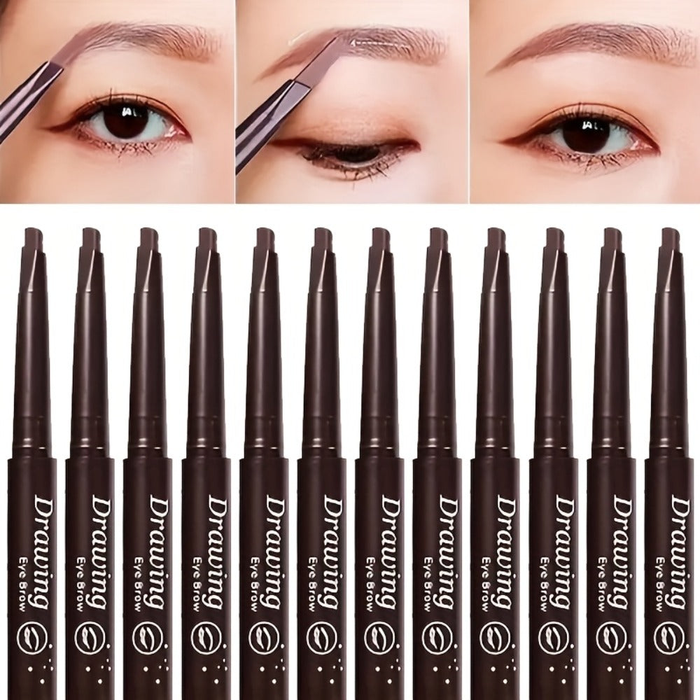 Eyebrow Pencil 12-Pack Double-Ended Waterproof – Automatic Twist-Up Brow Pencil with Spoolie Brush, 4 Natural Shades — image 
