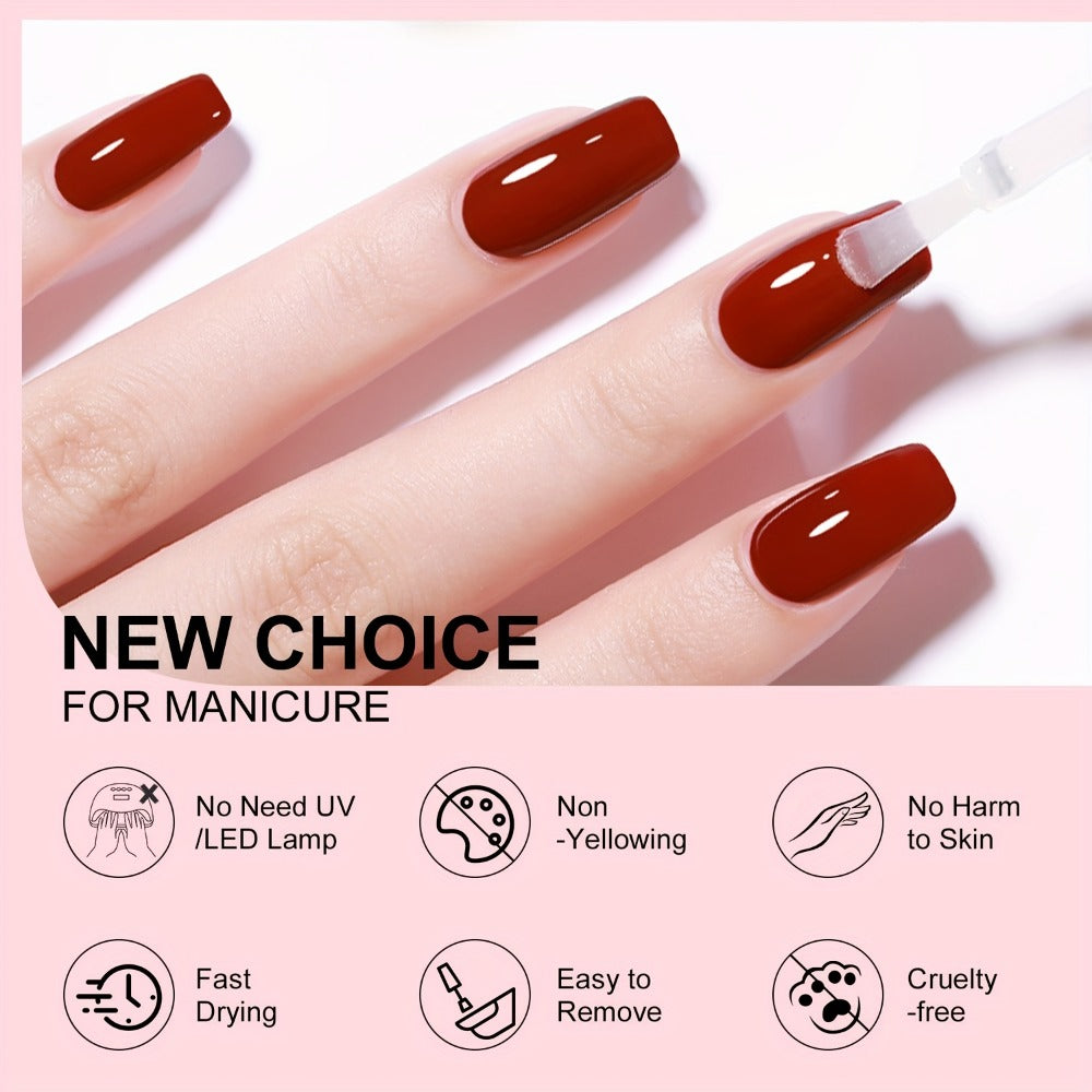 Nail Base Coat and Top Coat Kit – High Gloss Long-Lasting Air Dry Non-Gel Nail Care Set with Nutrient Oil & Drying Agent — im