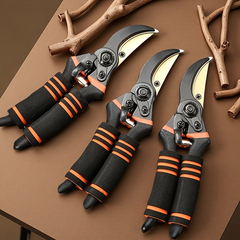 Hand Pruning Shears Set with Black-and-Orange Handles, Replacement Spring and 21cm Pictured Length — image 1