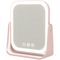 Makeup Mirror Foldable LED Travel Stand with Three Light Colors, Touch Dimming, USB Charging and Pink or White Options — imag