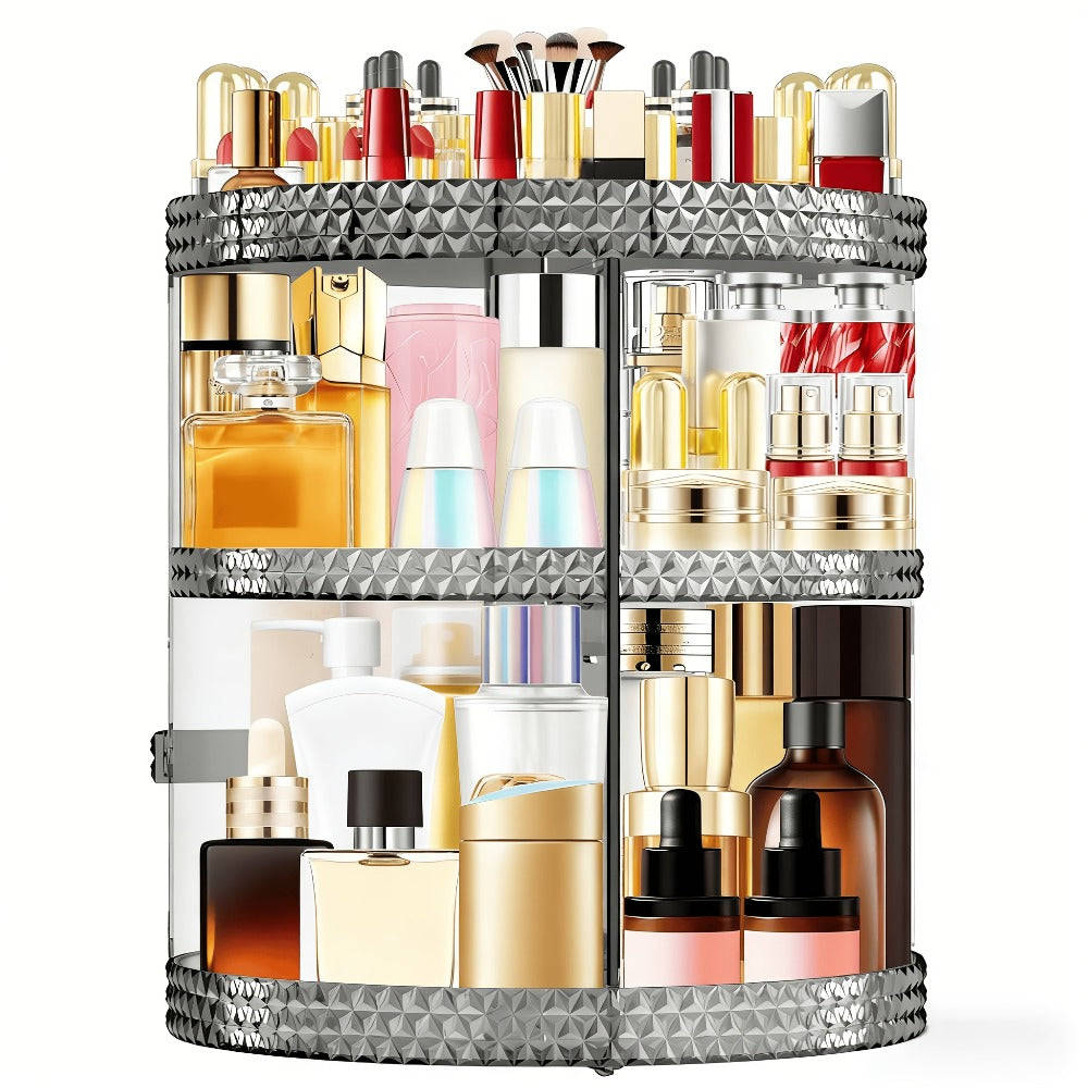 Rotating 360 Makeup Organizer Spinning Cosmetic Storage Display Rack 7 Adjustable Layers Large Capacity Skincare Holder for V