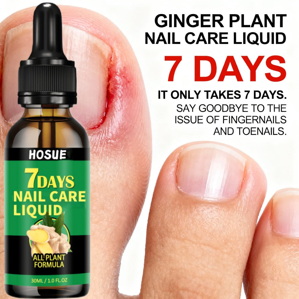 Ginger Nail Care Liquid 7-Day Repair 2-Piece Set 1.01oz Each – HOSUE Plant-Based Formula for Yellowing Gray Uneven Discolored
