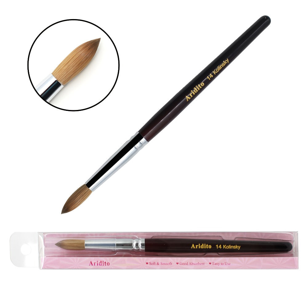 Kolinsky Acrylic Nail Brush Round Head Red Wine Wooden Handle – Professional Brush for Acrylic Extension Nail Art Sculpting &