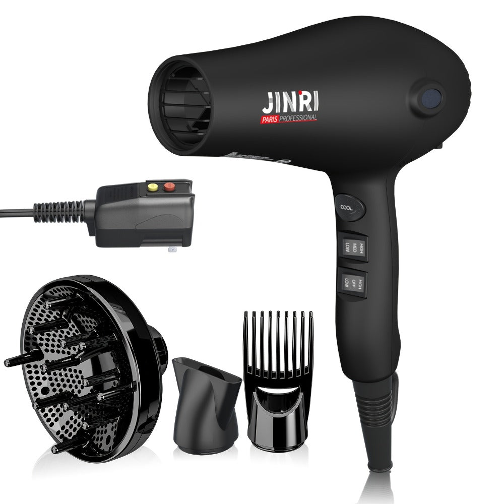 JINRI 1875W Hair Dryer with Three Heat Settings, Two Speeds and One- or Three-Accessory Package Options — image 4