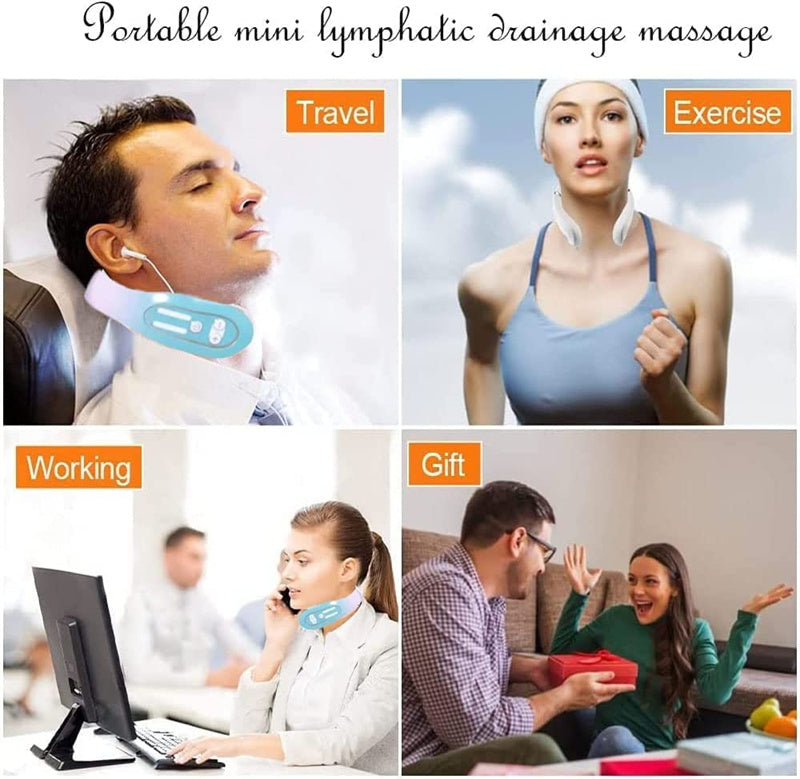 EMS Neck Acupoints Lymphvity Massager Device Intelligent Neck Massager With Heat Blue Hot Design