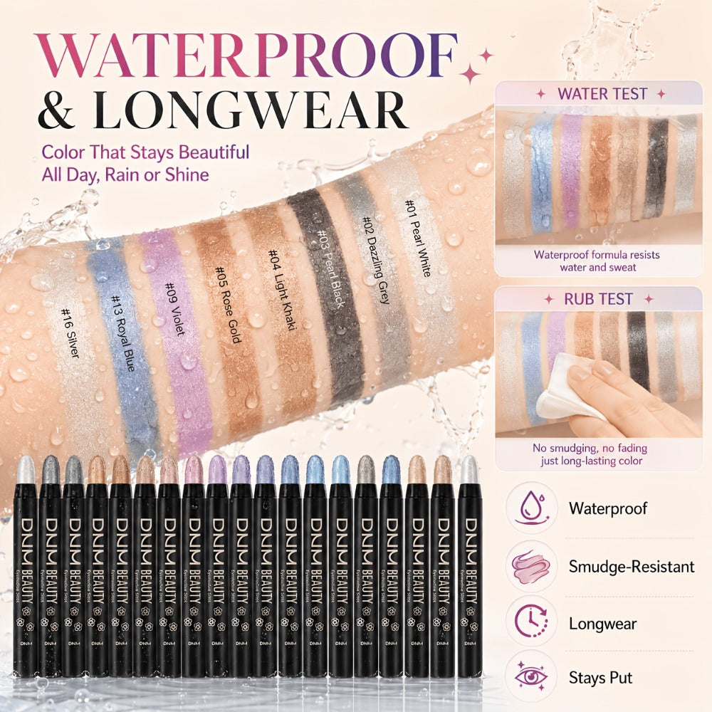 Highly Pigmented Eyeshadow Stick Set 16 Colors Waterproof Matte & Shimmer Eye Makeup Pencil Kit — image 7