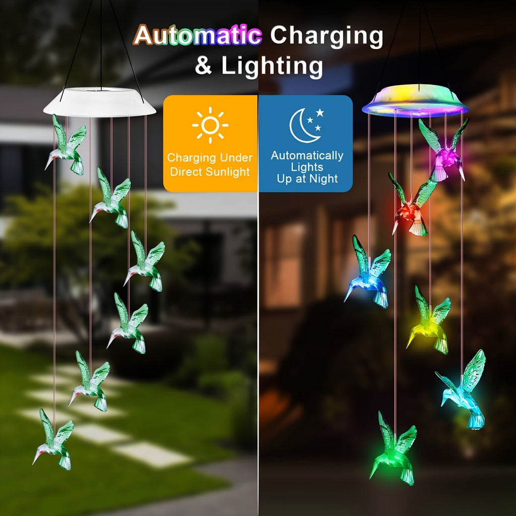 Solar Hummingbird Butterfly Pendant Light 6 LED Color, for Garden, Pathway and Patio Lighting — image 2