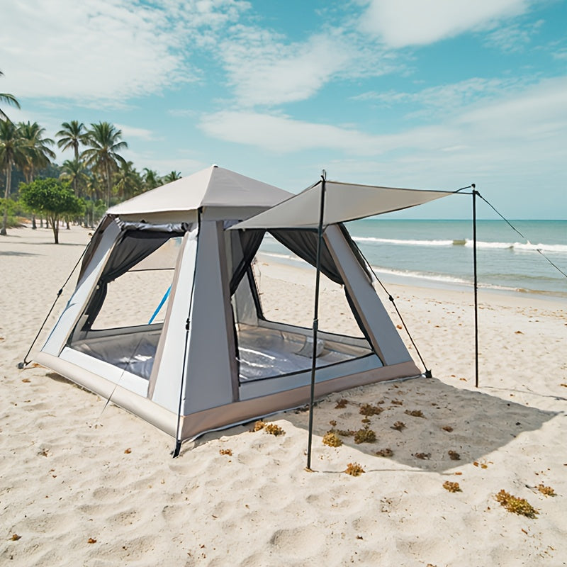 Camping Tent 4-6 Person Automatic White Shelter with Four-Sided Ventilation and Zipper Entry — image 2