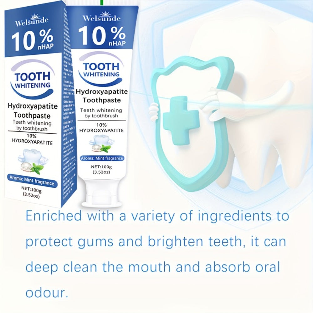 Two-Pack 100g Mint Toothpaste Tubes with 10% Hydroxyapatite Highlighted on the Package Labels — image 5