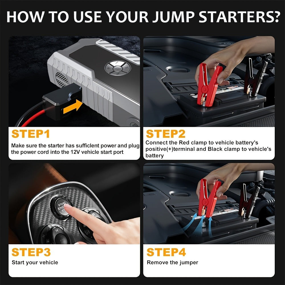 160PSI Air Pump Jump Starter 12V – Portable Car Emergency Starter, LED Light & Battery Charger, Winter Essential, 2 Styles — 
