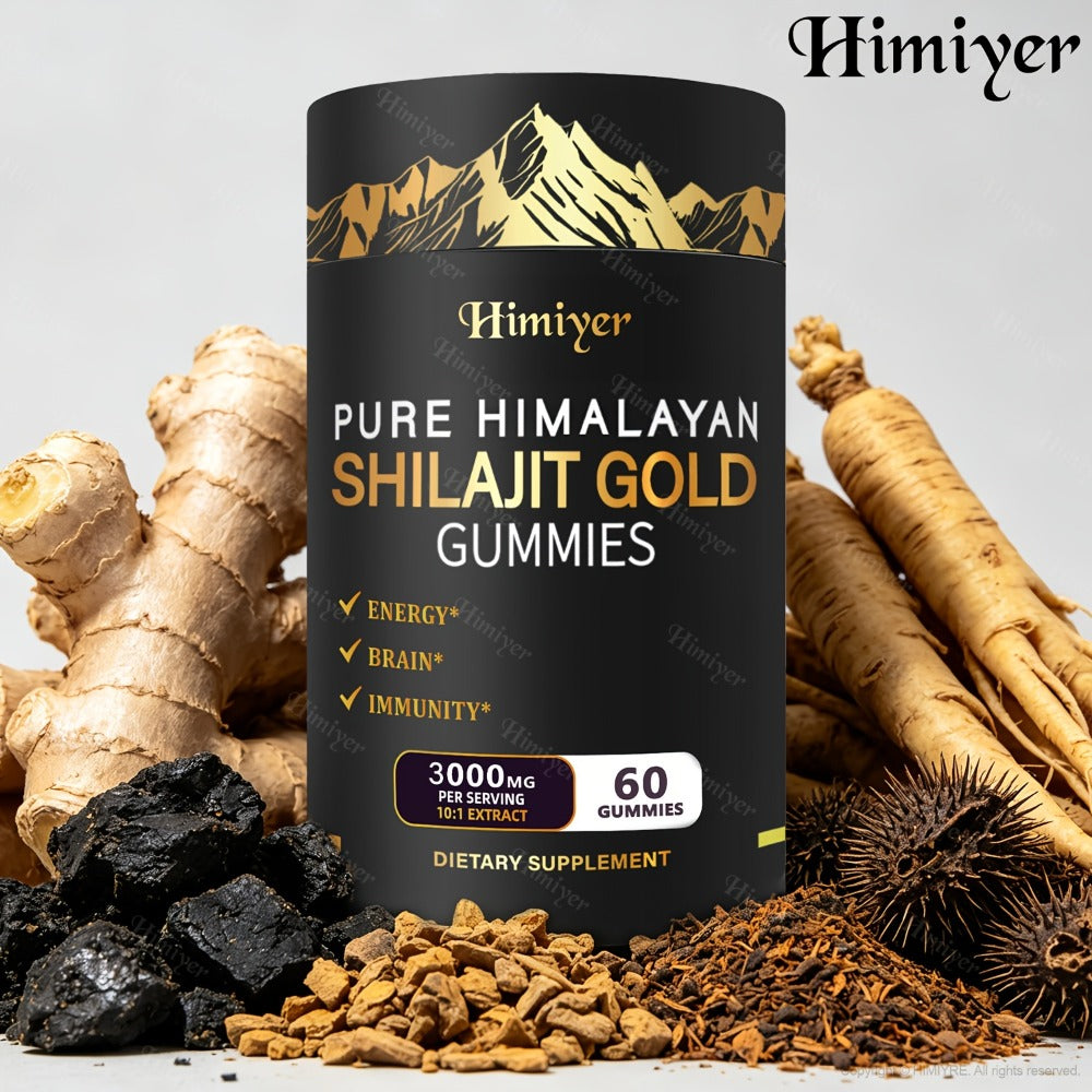 Shilajit Supplement 3000mg with Ginger, Ginseng & Ashwagandha – Pure Fulvic Acid & Multi-Mineral Phytonutrient Formula for En