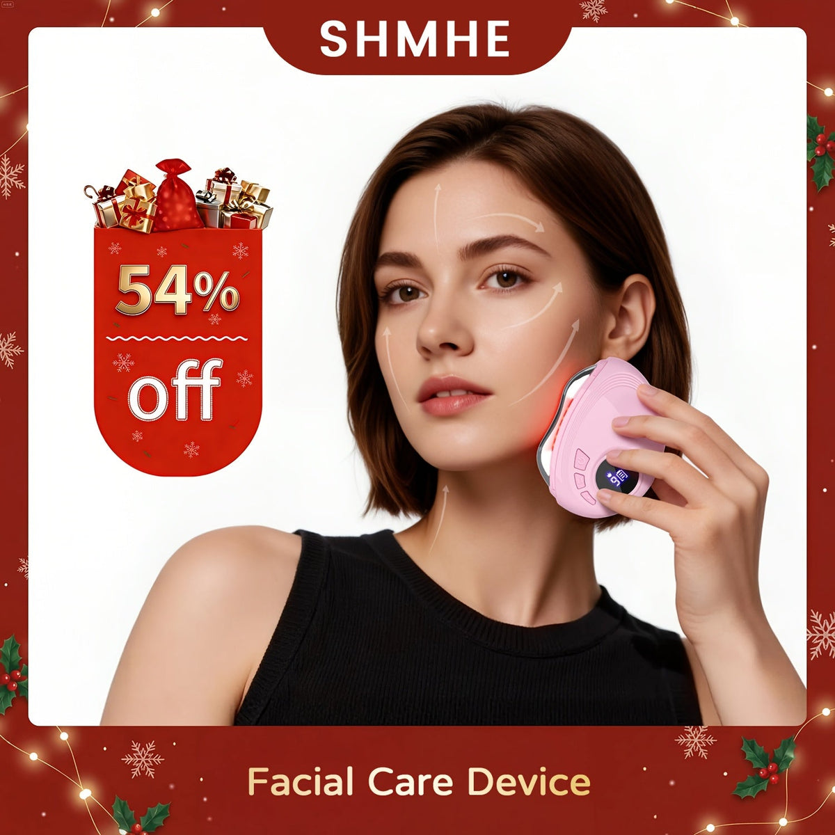 Gua Sha Electric Facial Sculpting Tool, 9-Speed Vibration & 9-Speed Heat, Face Lifting Lymphatic Drainage Massager for & Cont