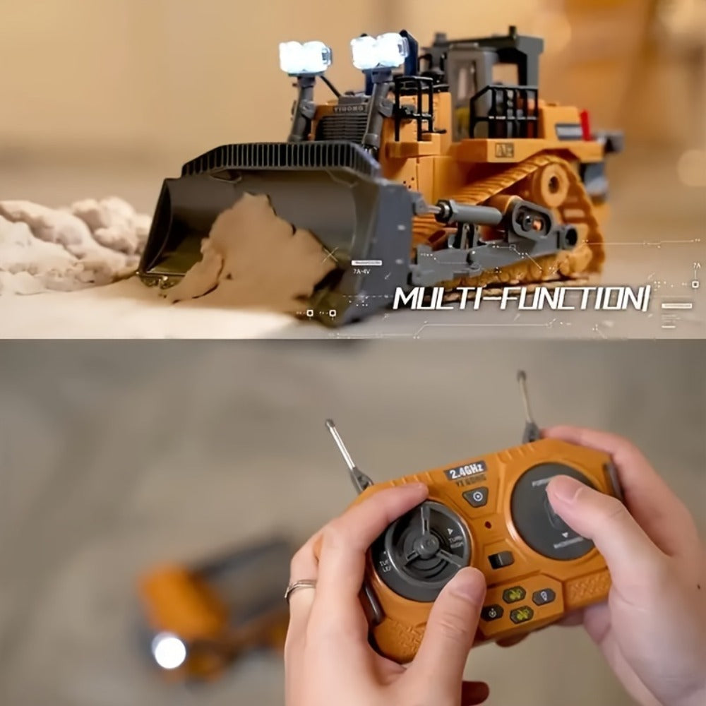 RC Bulldozer 9-Channel 2.4GHz Remote Control, Multifunctional Engineering Vehicle Toy with Alloy Metal Cover — image 6