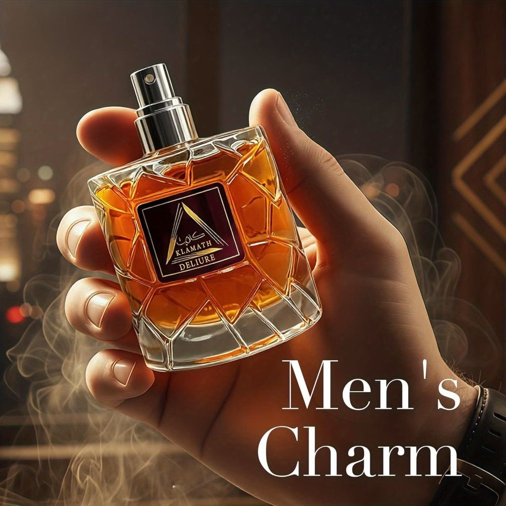 Men's Eau de Toilette Spicy Cologne Vanilla Amber Cinnamon Bergamot Tonka Bean Day to Night Fragrance Klamath Deliur Brown Ed