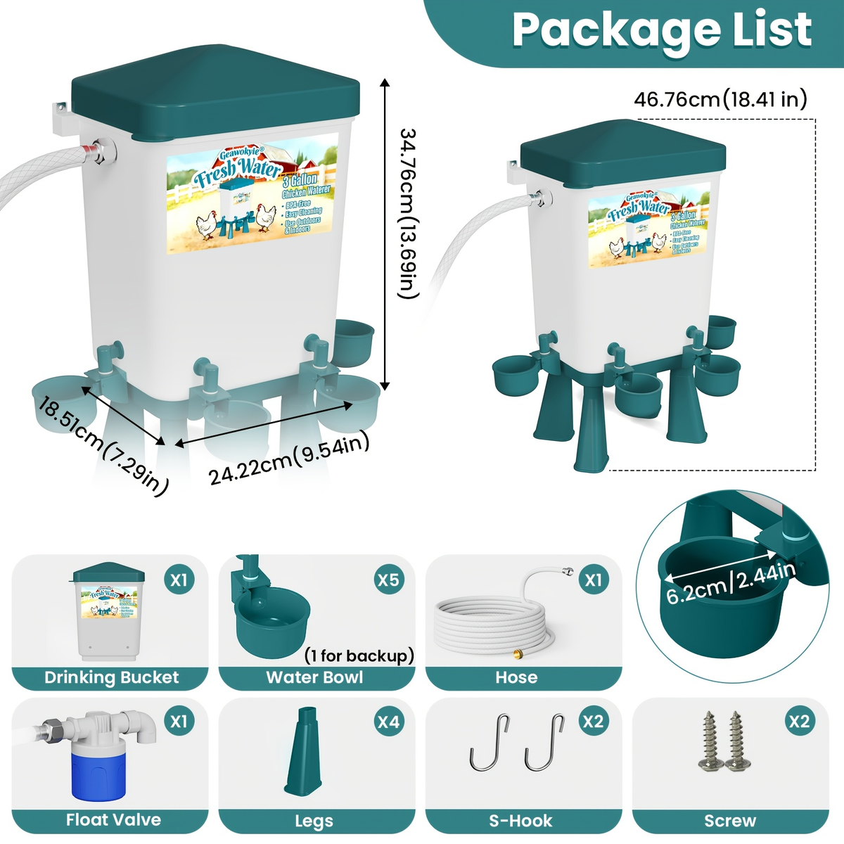 Chicken Waterer 3 Gallon Float Controlled Hose Connection Hands-Free — image 4