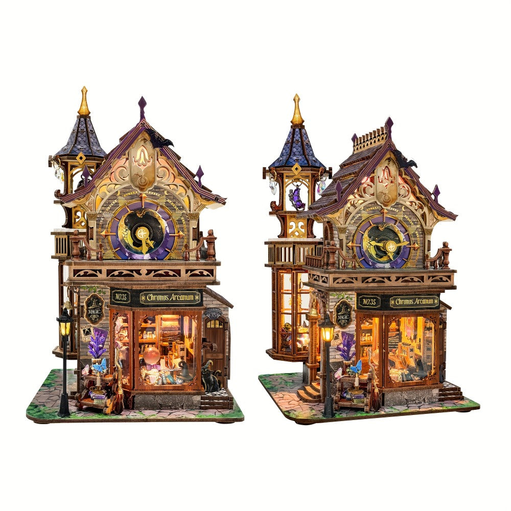 DIY Wood Miniature Bookhouse Model Kit SQ-71 Time Magic Club with Mechanical Link System – Adult Collector Dollhouse Display 