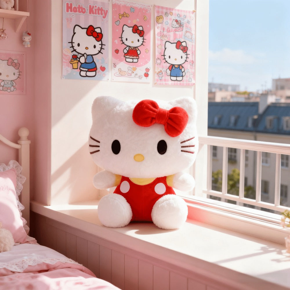 Plush Toy Bow-Wearing Cat Character Doll with Red, Pink or Blue Color Options and Soft Fabric — image 7