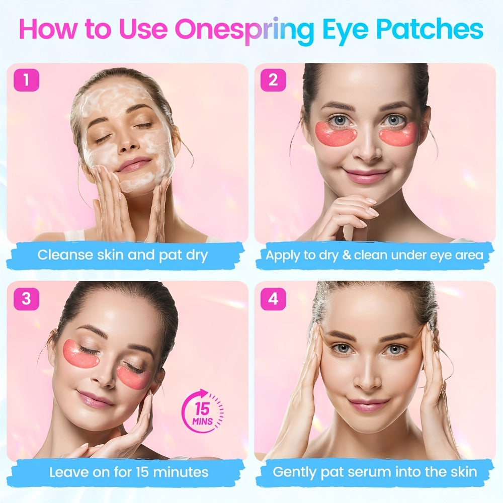 Collagen Eye Mask Patches 40 Pairs – Caffeine & Aloe Vera Under Eye Patches 4 Types Eye SPA Multi-Color Depuff Dark Circle Mo