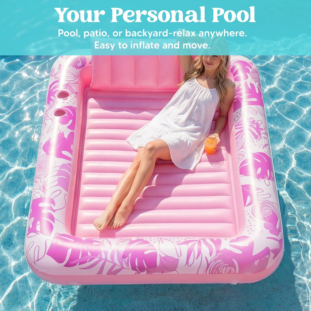 Hot Pink Inflatable Pool Float Tanning Bed with Open Center, Ribbed Base and Large or X-Large Sizes — image 5
