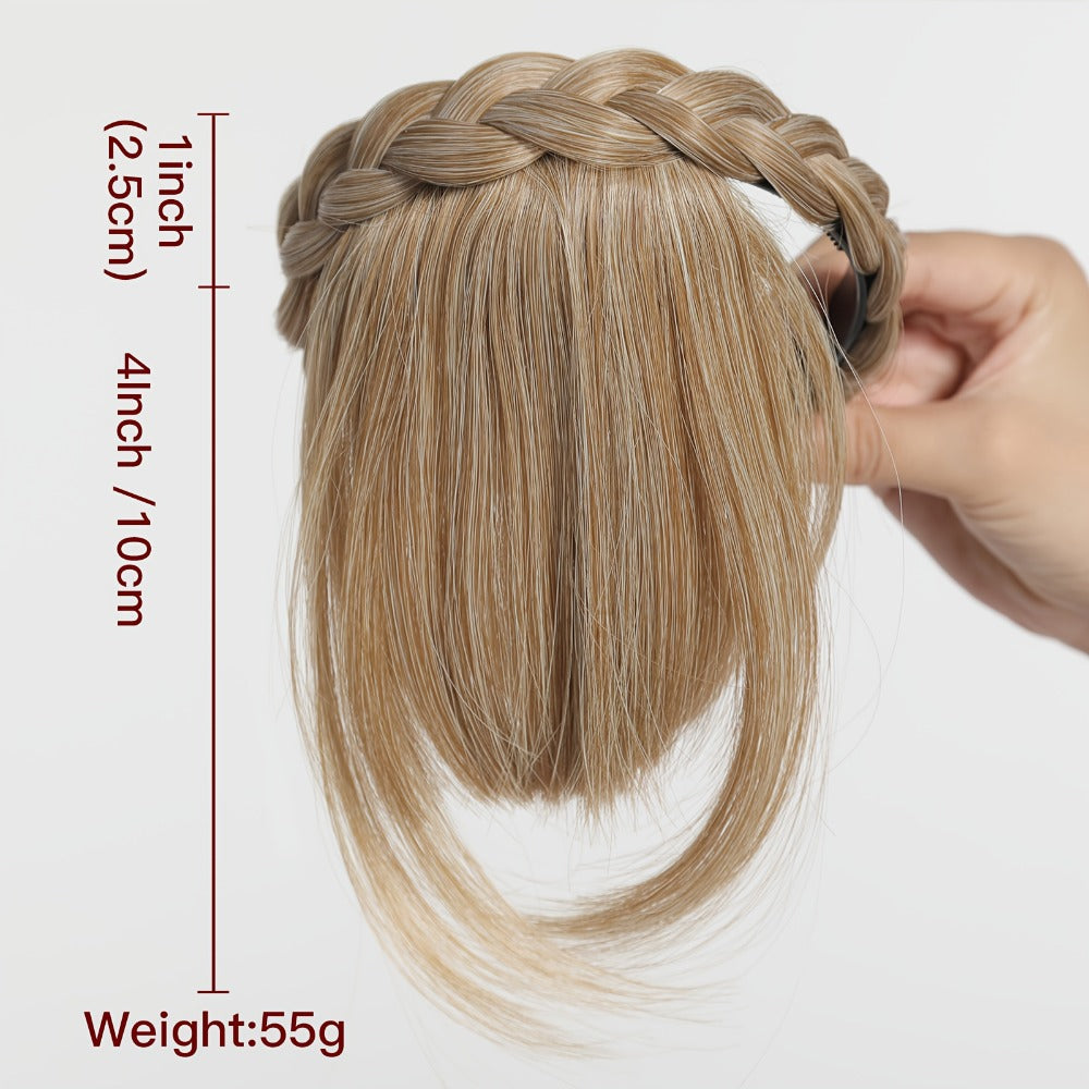 Hair Extensions Synthetic Braided Headband with 4-Inch Bangs, 55g Weight and Four Color Options — image 6