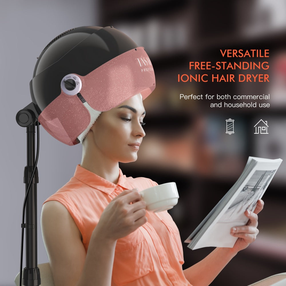 Hooded Hair Dryer 1875W Ionic Standing Bonnet Dryer on Wheels, 3 Heat Settings, Height Adjustable 30-55" — image 11