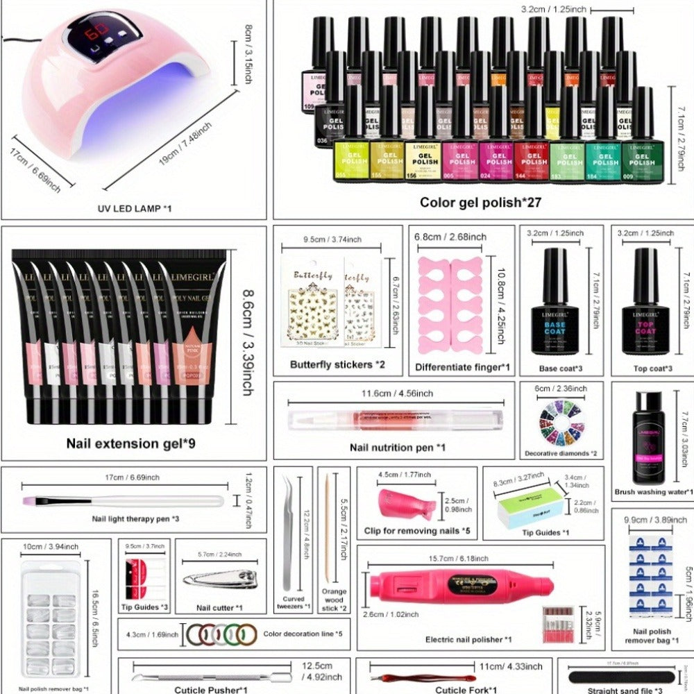 36-Color Polygel Nail Extension Kit with LED UV Lamp, Complete Poly Gel Starter Set with Dual Forms, Slip — image 5