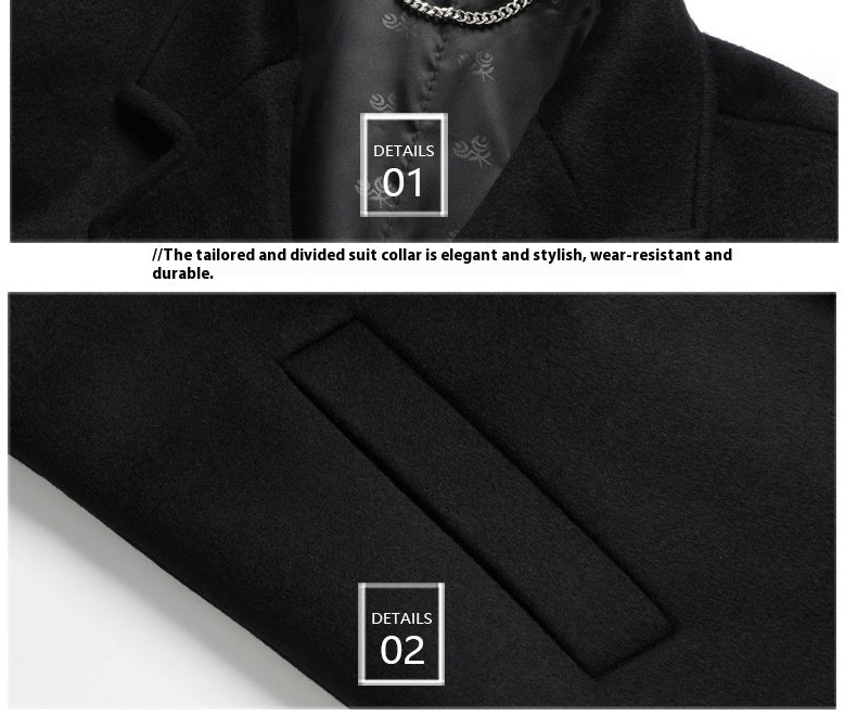 Men's Woolen Coat Business Casual Long