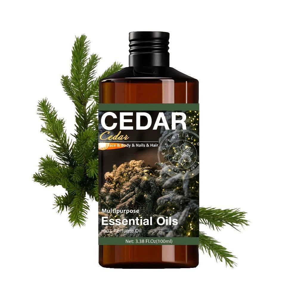 Essential Oil Cedarwood 100ml Dropper Bottle with Warm Woody Scent for Diffuser, Soap and Massage — image 1