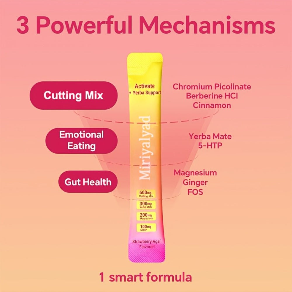 Dietary Supplement Stick Packs with Mirtyalyad Label, Berberine, Yerba Mate, 30 Sticks and 180g Net Weight — image 4