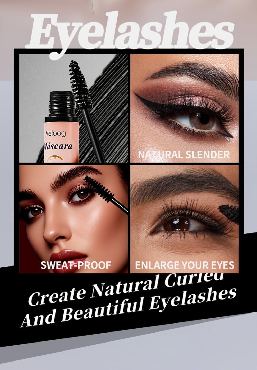 Waterproof Mascara Set 3 Piece, Lengthening Volumizing Curling Lash Mascara with Sea Urchin Spiral Conical Brush Heads — imag