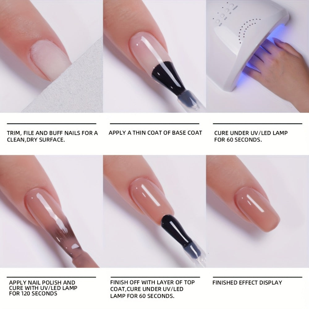 Gel Nail Polish 6-Color Gentle White Set with Milk-Tea, Cherry-Blossom Pink and Soft Shades for UV/LED Soak-Off Cure — image 