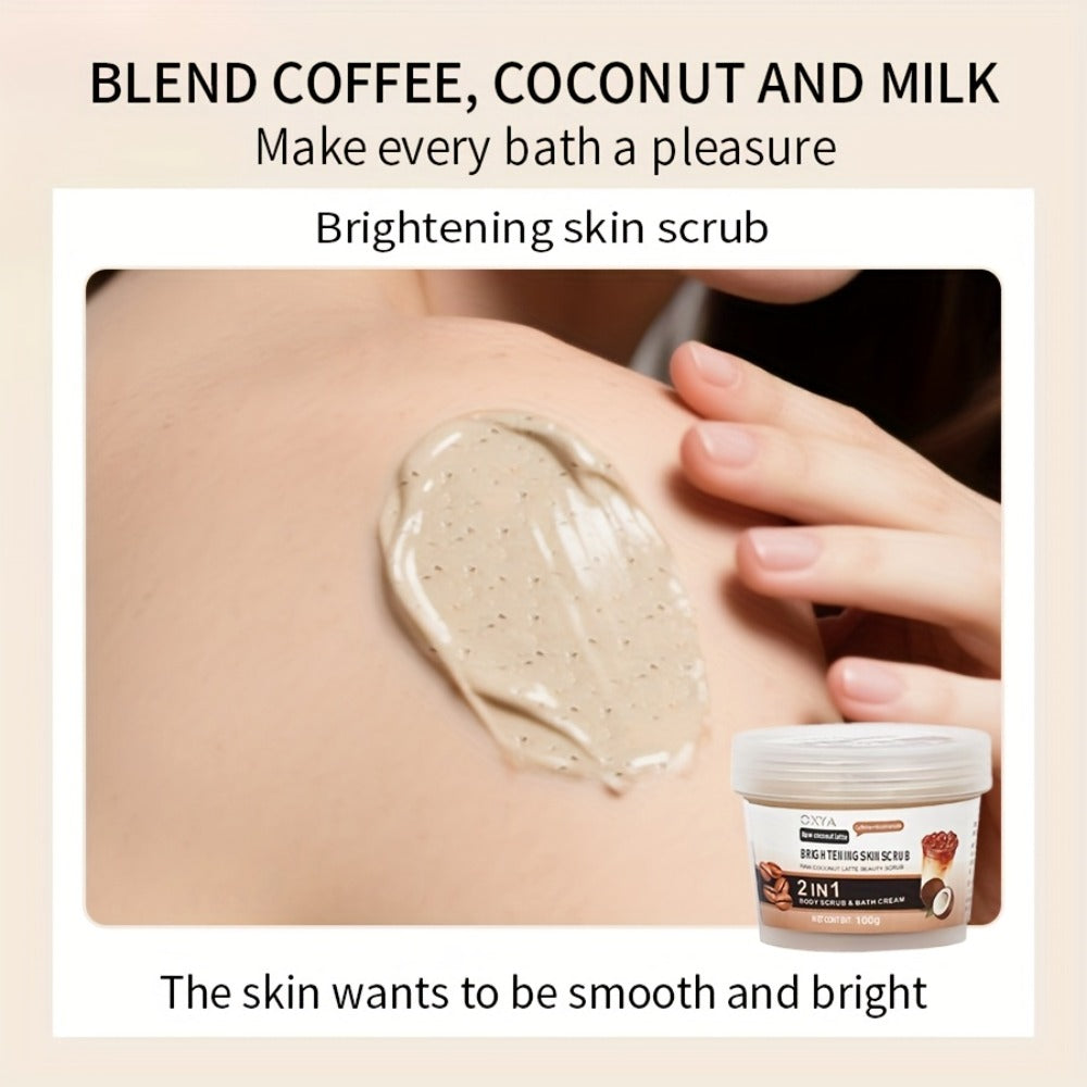 Exfoliating Body Scrub with Coconut Oil & Shea Butter – Raw Coconut Latte Sugar Scrub for Women, Deep Moisturizing Face & Bod