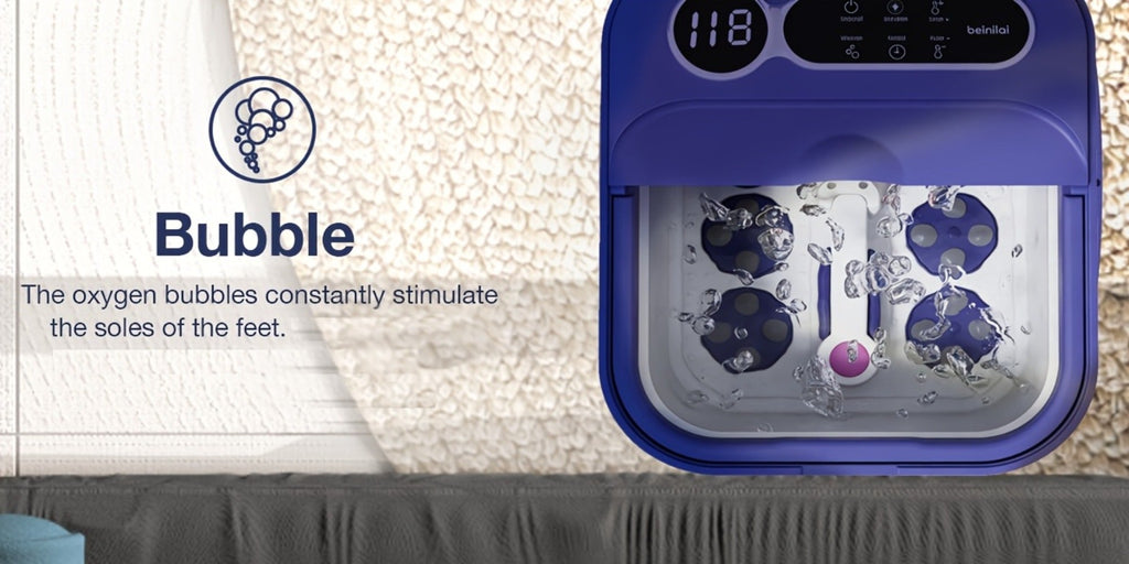 Foot Spa Massager Collapsible with Heater & Temperature Control – Foot Bath with Bubbles, 6 Massage Rollers, Vibration — imag