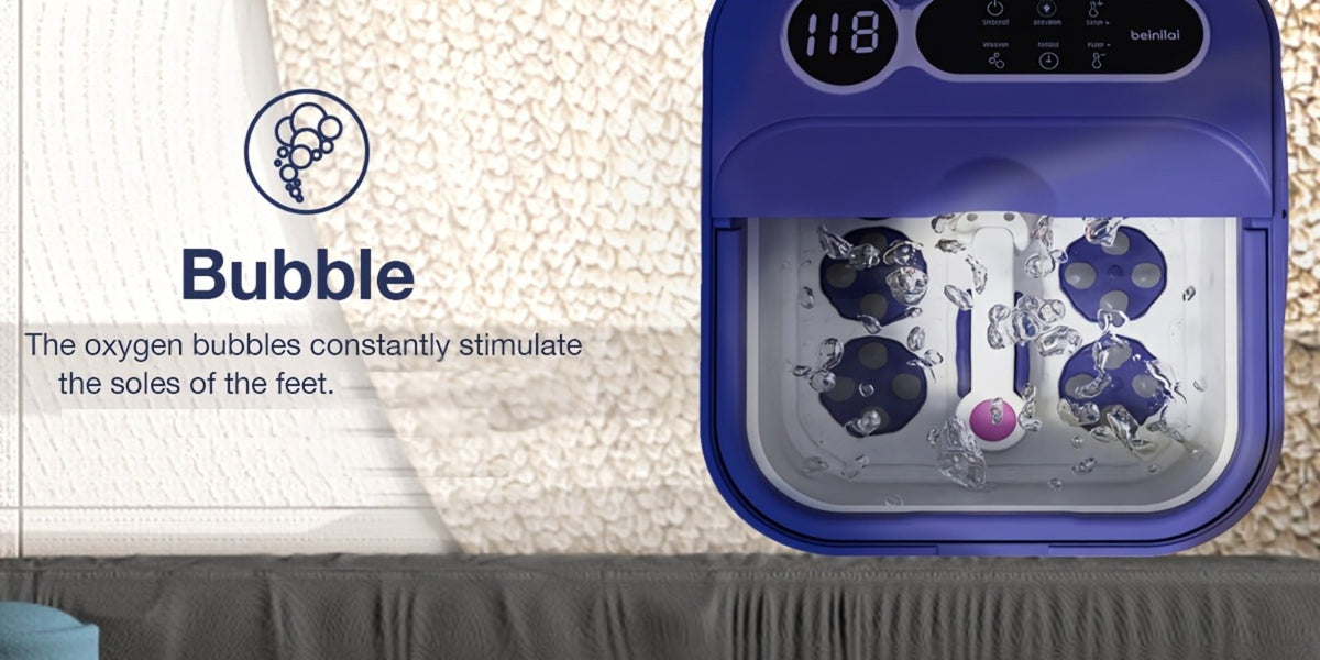 Foot Spa Massager Collapsible with Heater & Temperature Control – Foot Bath with Bubbles, 6 Massage Rollers, Vibration — imag