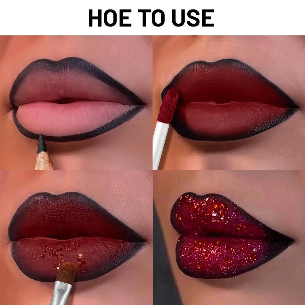 Four-Piece Glitter Lip Art Set with Loose Glitter Pot, Color Tube, Liner Pencil and Applicator Brush — image 4