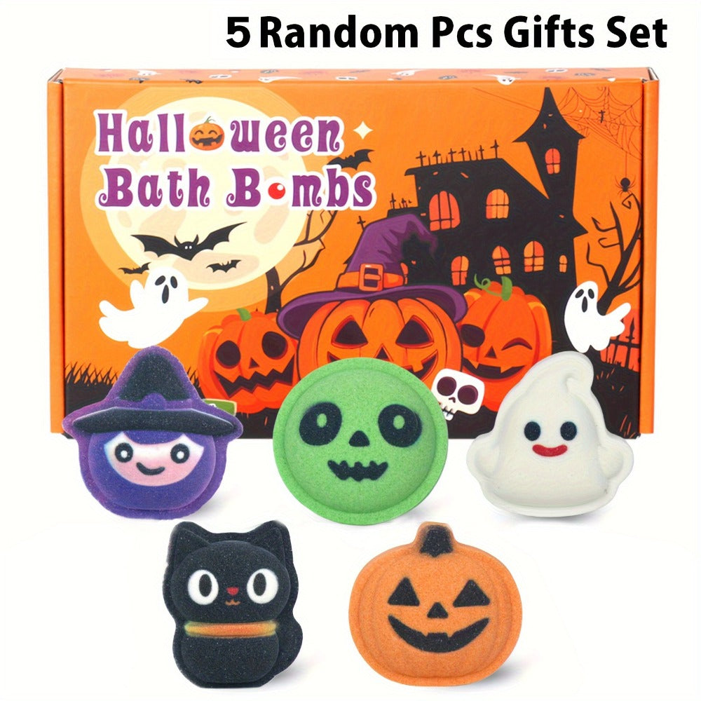 Bath Bombs, 5-Piece Halloween Gift Set with Pumpkin, Bat, Skull, Hat and Cat Shapes in Individual Wrappers — image 11
