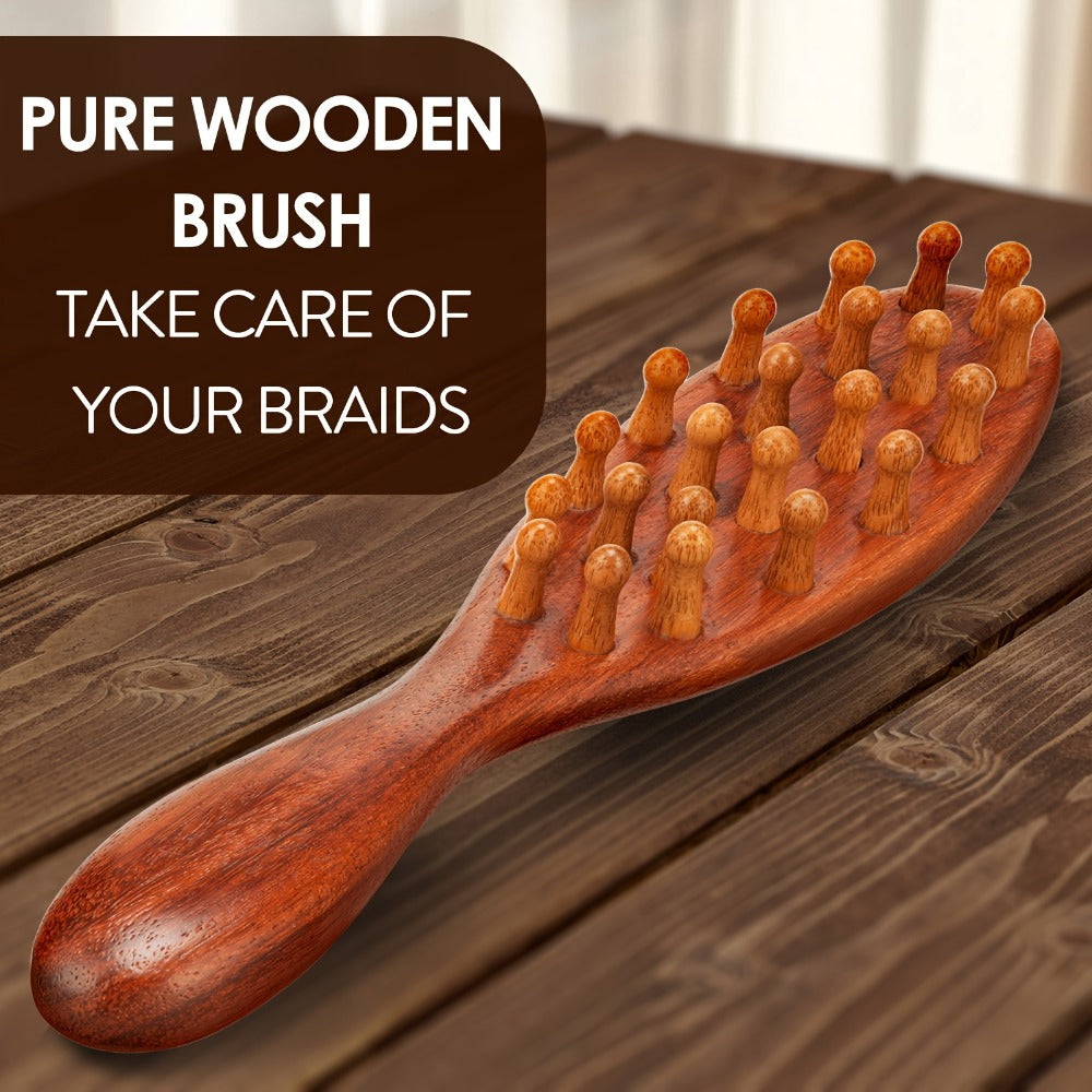 Sandalwood Loc Comb Wide Tooth 2 Pcs Wooden Ergonomic Detangling Comb for Dreads Locs Curly, for Home, Travel and Salon Hair 
