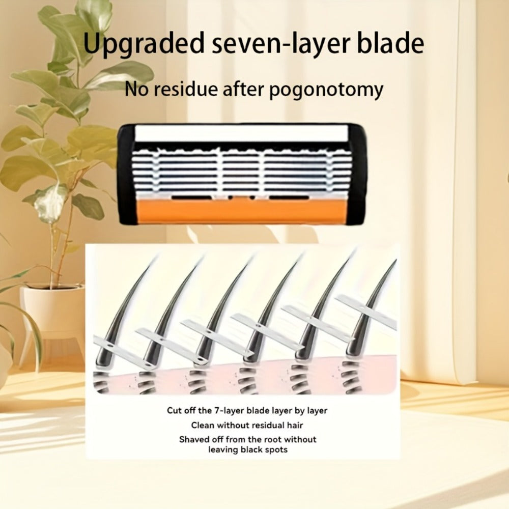 Safety Razor for Men 7-Layer Progressive Blades – Non-Slip Stainless Steel Handle Classic Double Edge Razor for Beard & Musta