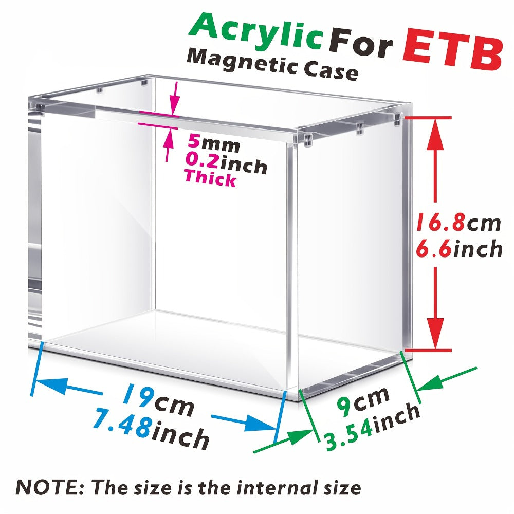 Stackable Acrylic Display Case for ETB & Booster Box – 5mm Thick Clear Magnetic Closure Protective Case for Pokemon Elite Tra
