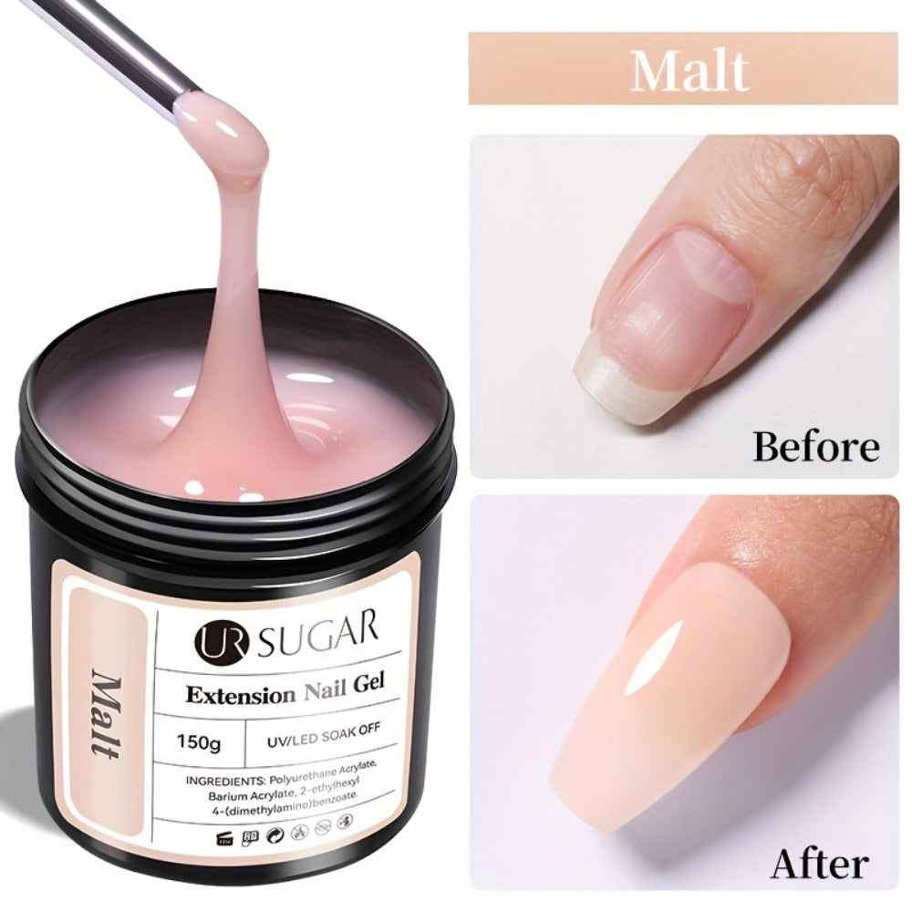 Malt Nude Hard Builder Gel for Nail Extensions and Overlays, 150g Jelly Formula Jar for UV or LED Lamp Curing — image 2