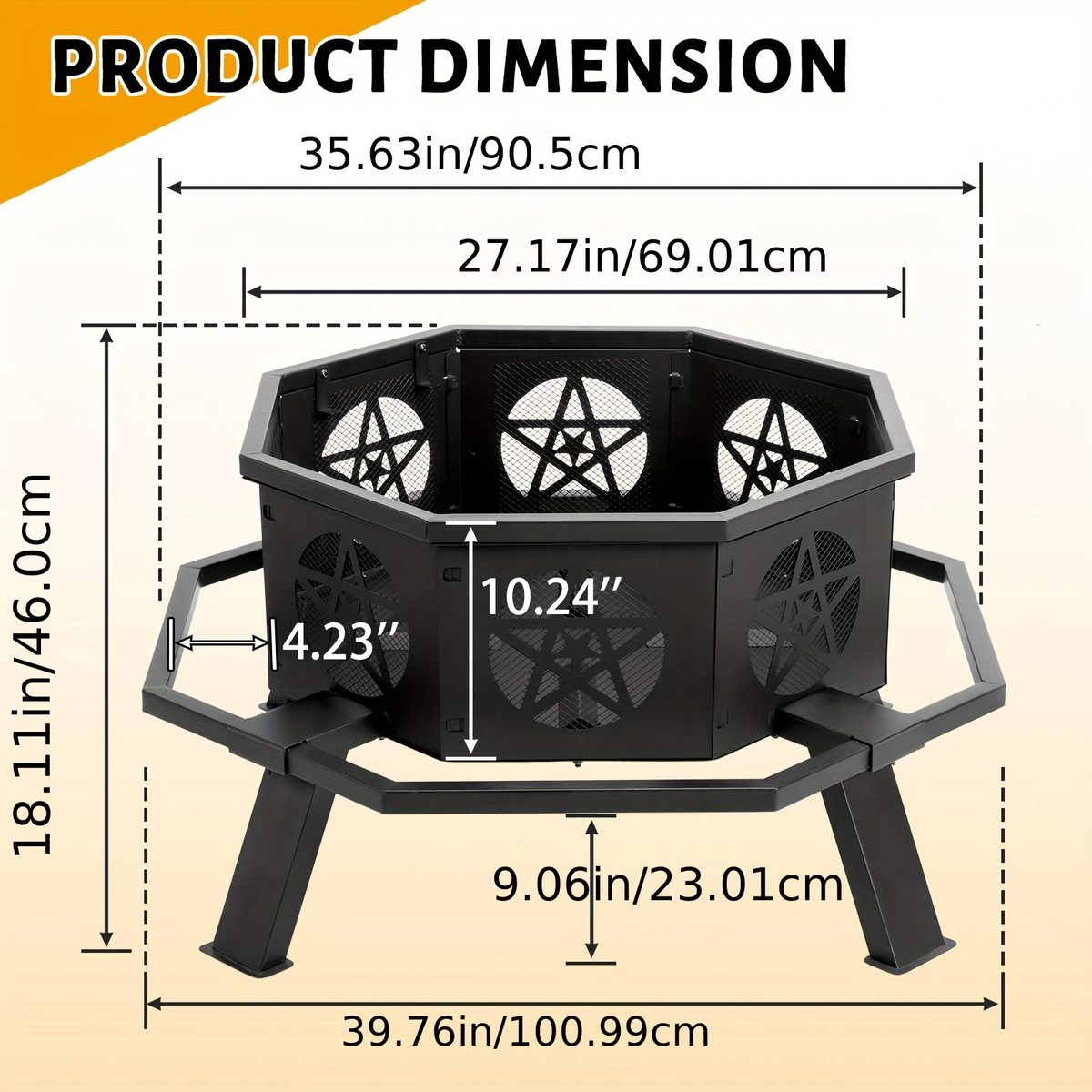 Square Fire Pit Table 32 Inch Metal Wood Burning Outdoor Fire Pit with Mesh Lid, Poker & Tabletop for Backyard Patio Garden G