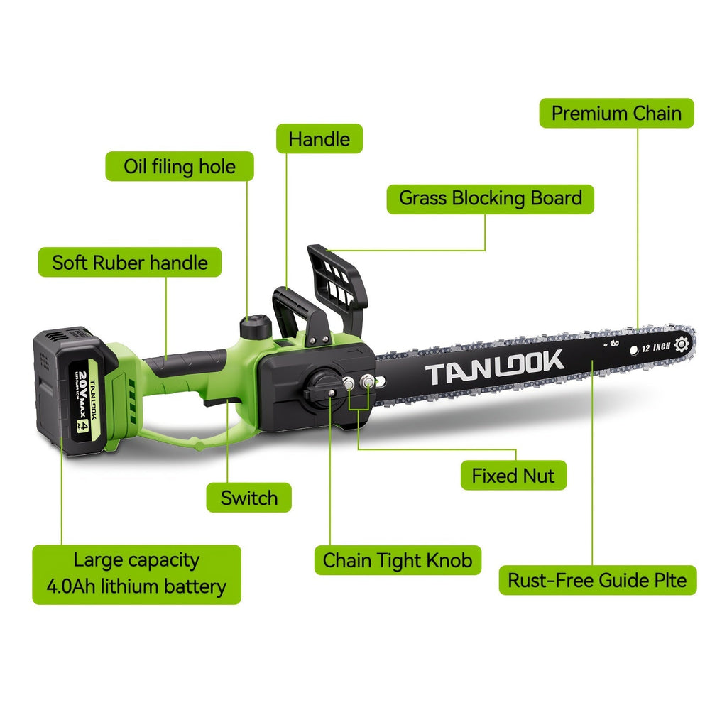 12-Inch Cordless Electric Chainsaw Kit in Five Colors with One- or Two-Battery and Two- or Three-Chain Options — image 5