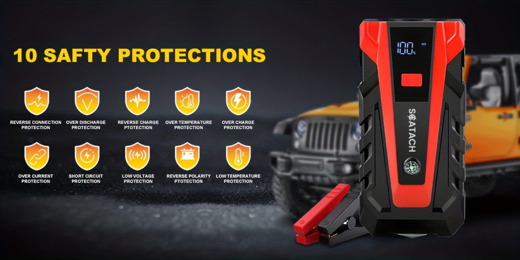 12V Jump Starter with Scatach-011 Base Model or Q27B Start-and-Inflation Package, Digital Display and Clamps — image 14