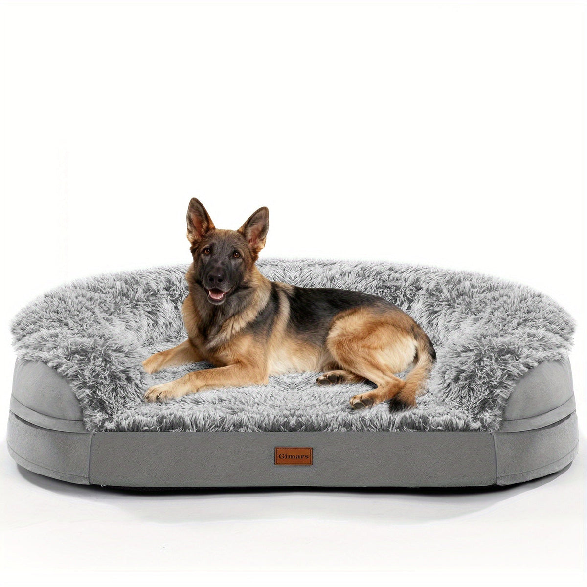 Egg-Crate Foam Dog Bed with Plush Bolsters and Rectangle or Semicircle Large-Size Shape Options — image 11