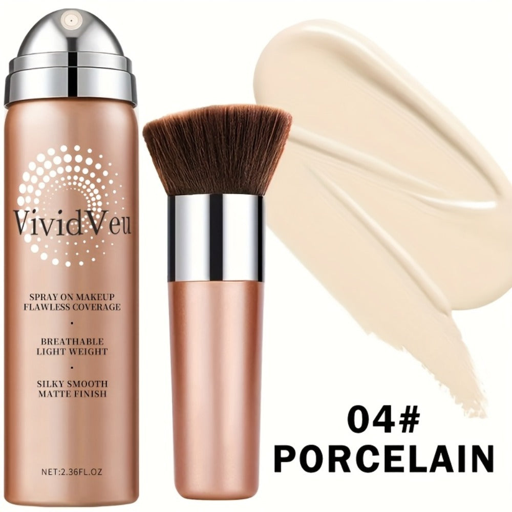 Spray-On Liquid Foundation Bottle with Matching Face Brush in Four Shades from Natural to Porcelain — image 14