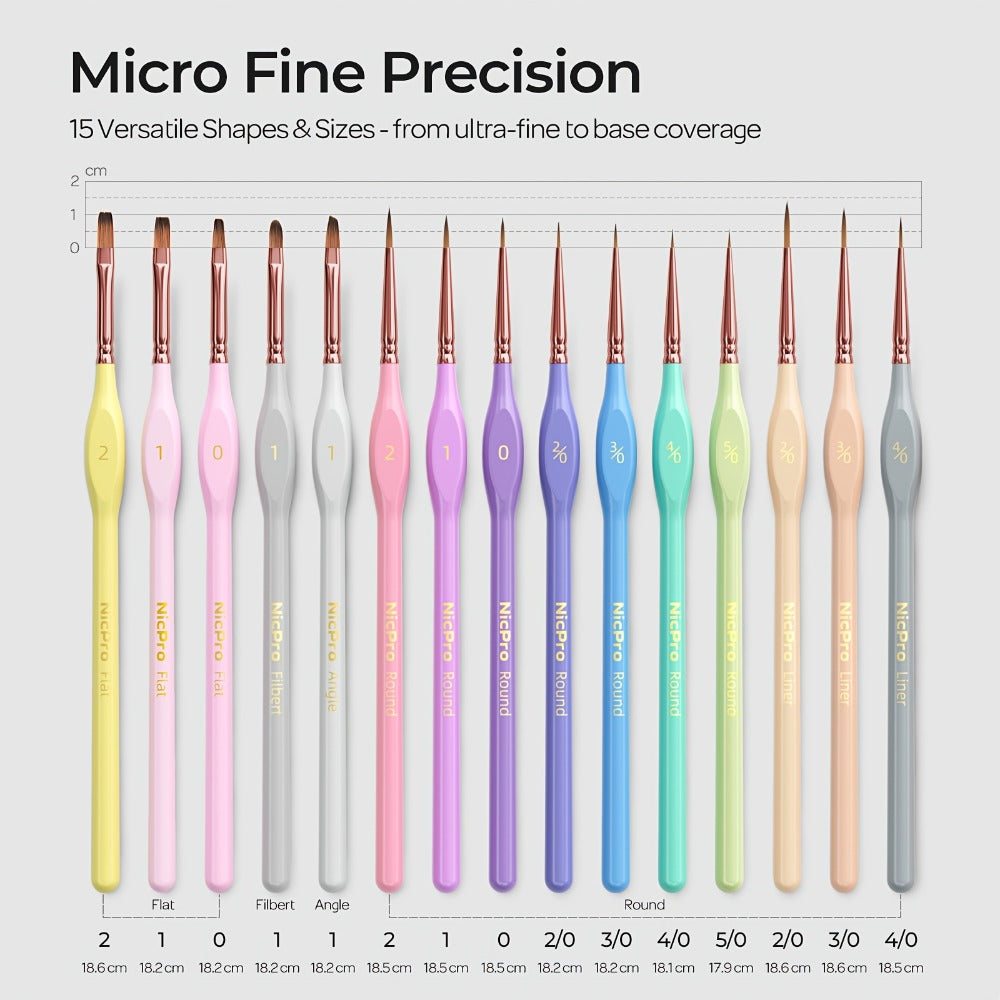 Miniature Paint Brush Set 15 Piece with Case, Micro Fine Detail Brushes for Acrylic, Oil, Watercolor — image 5