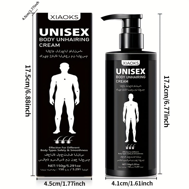 Hair Removal Cream XIAOKS 150g Black Pump Bottle with Carton for External Chest Back and Body Grooming — image 15