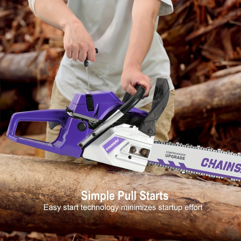 Chainsaw, Gas Powered Forestry Wood Cutting Farm Yard for Garden, Patio and Yard Use, with the Listed Configuration — image 7