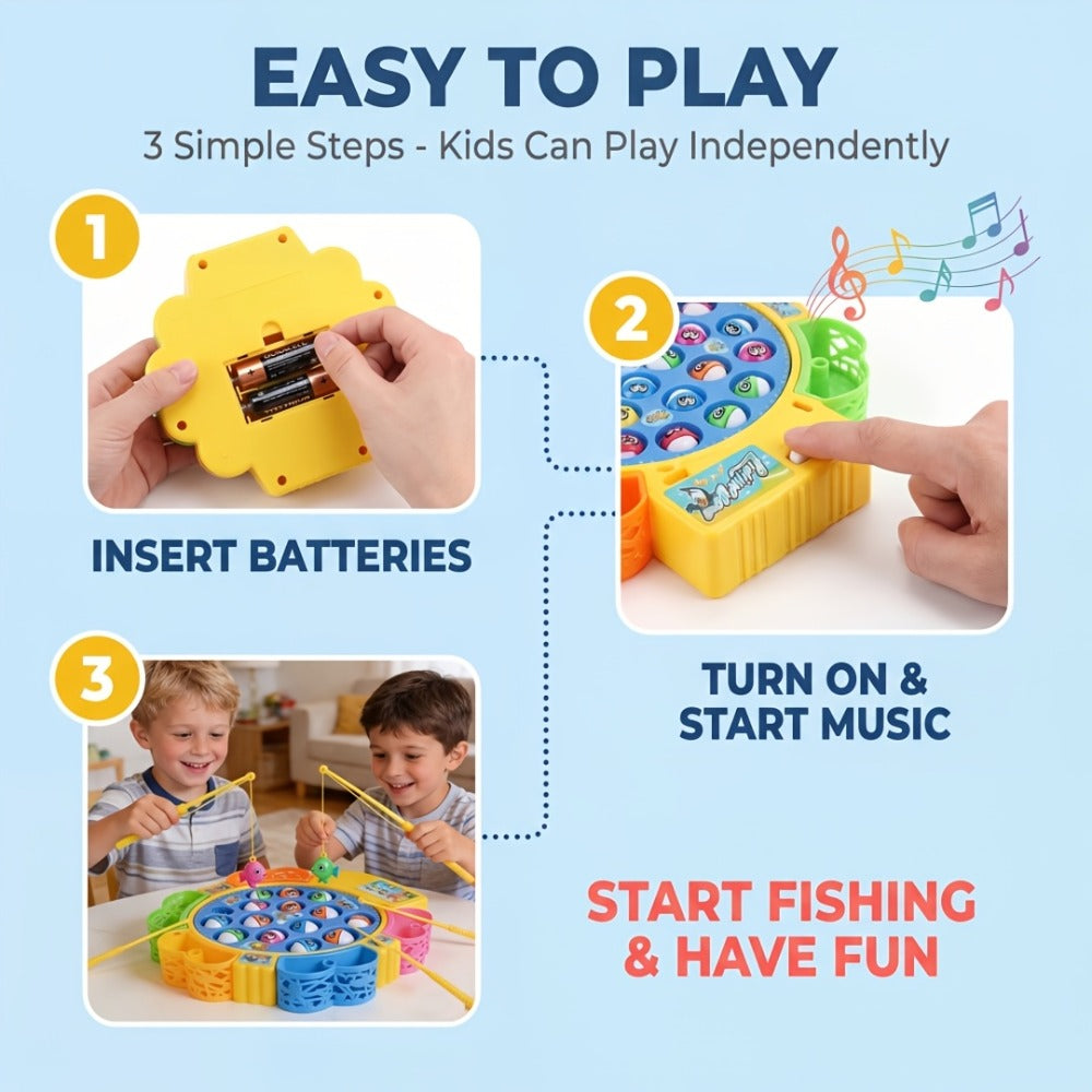 Electric Musical Fishing Game Toy for Kids, Rotating Fishing Board with Colorful Fish, Lights & Music — image 9