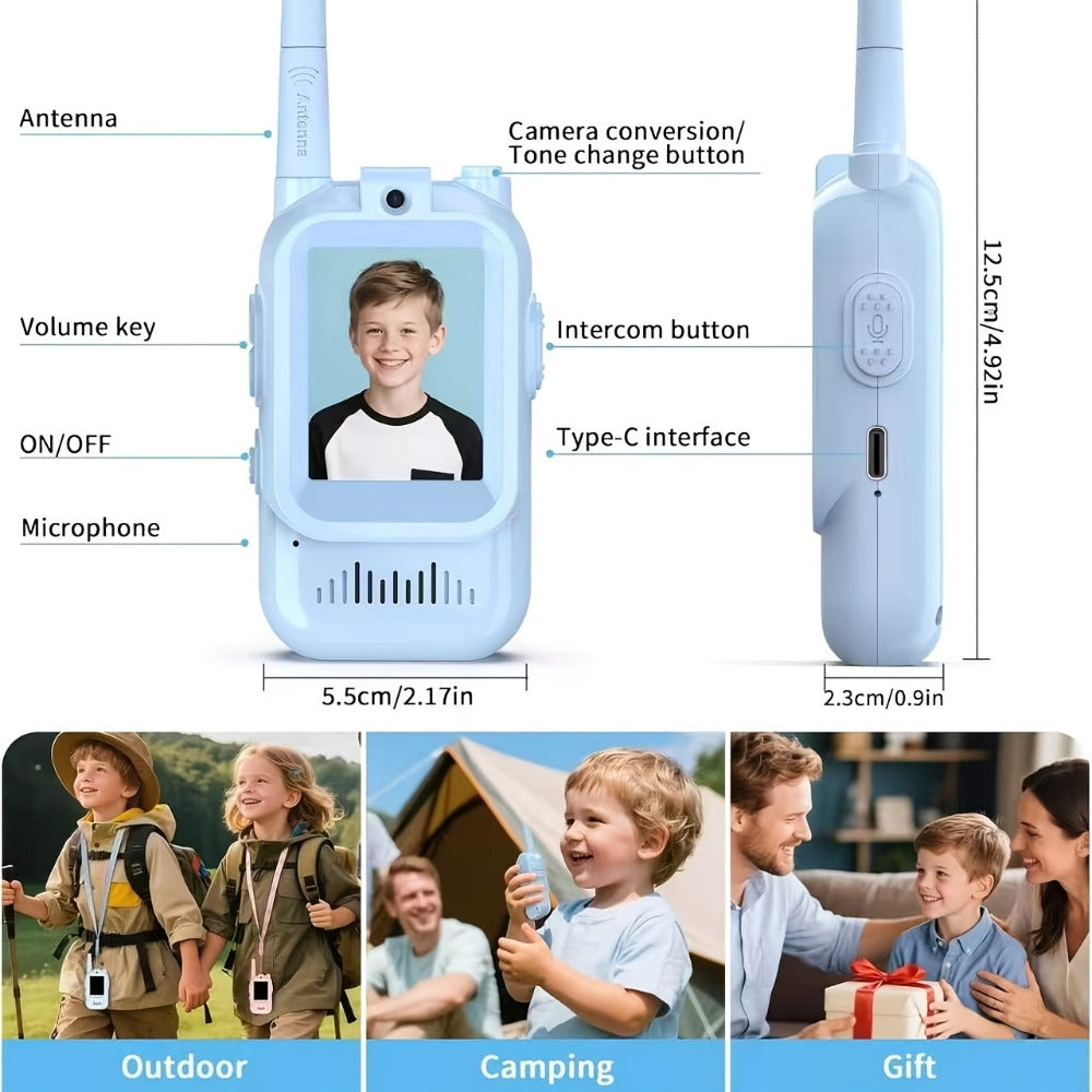 2-Pack Kids Walkie Talkie Toy 2.4GHz, Video Call, Voice Changer & HD Camera, Long-Range Wireless Communication — image 2